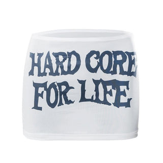 Sheer mesh letter pattern contrast mini skirt