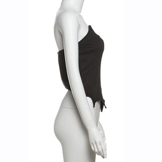 Zip-up backless solid corset tube top