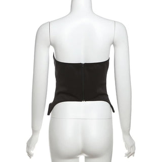 Zip-up backless solid corset tube top