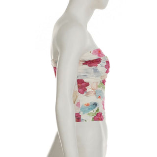 Ruched flower print backless tube top