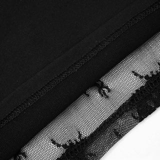 Long sleeve v neck lace hem mesh solid top