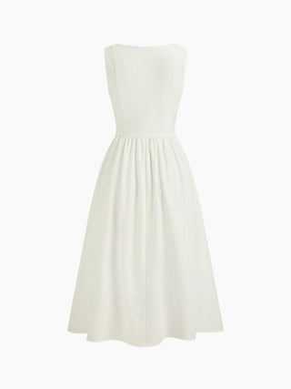 Wedding Wedding Guest Dress wedding guest wedding special occasion dresses Woven Linen-blend Square Neck Ruffle Midi Dress For Vacation