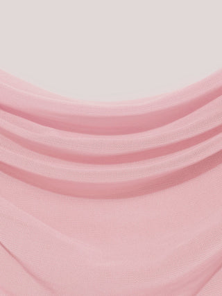 Mesh Ruffle Hem Maxi Dress