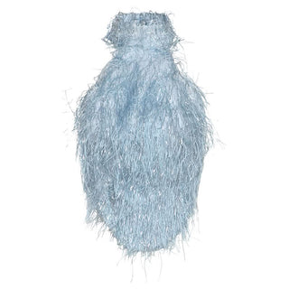 Halter fluffy backless crop top