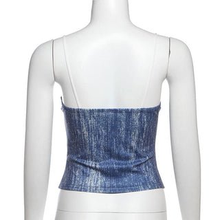 V neck lace hem self tie cami top