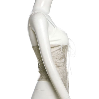 V neck lace hem self tie cami top