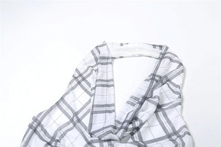 Halter cowl neck plaid backless top