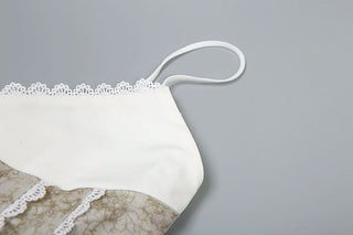 V neck lace hem self tie cami top