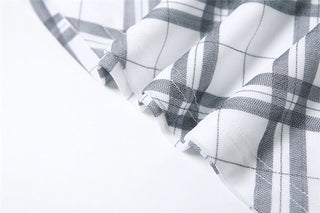 Halter cowl neck plaid backless top