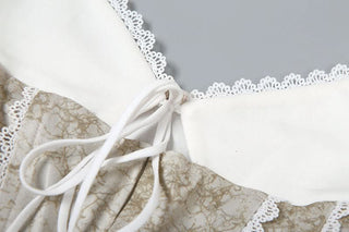 V neck lace hem self tie cami top