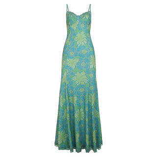 Flower print contrast lace hem cami maxi dress