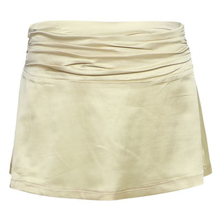 A line ruched zip up mini skirt