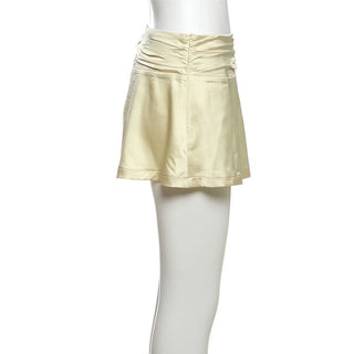 A line ruched zip up mini skirt