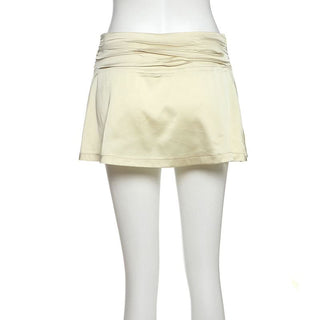 A line ruched zip up mini skirt