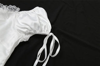 Self tie lace hem ruched top