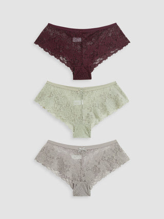 3pcs Lace Middle Waist Brief