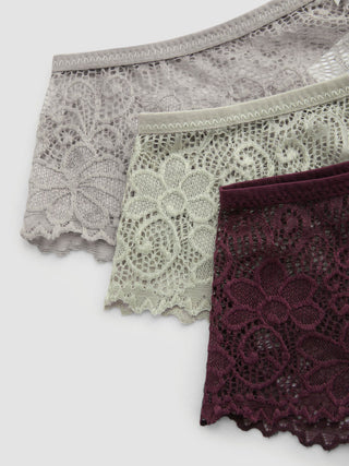 3pcs Lace Middle Waist Brief