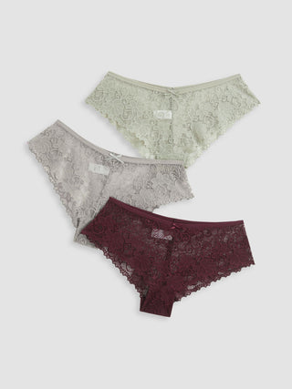 3pcs Lace Middle Waist Brief