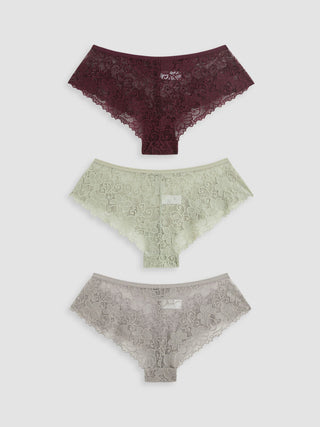 3pcs Lace Middle Waist Brief