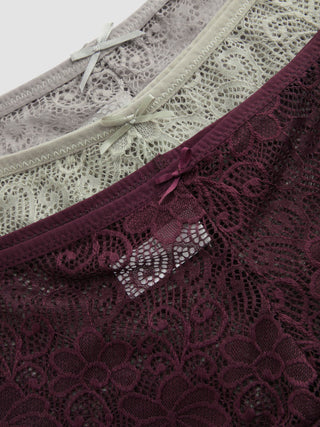 3pcs Lace Middle Waist Brief