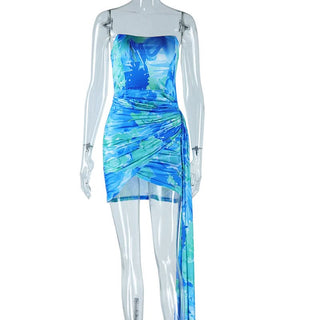 Contrast ruched tube mini dress