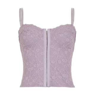 Lace button corset cami top