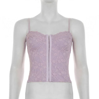 Lace button corset cami top