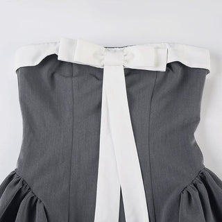 Bowknot ruffle ruched tube mini dress