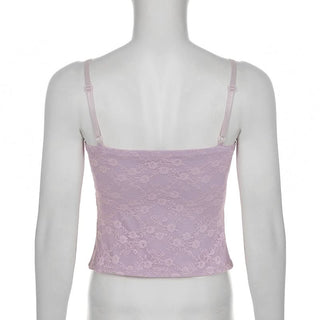 Lace button corset cami top