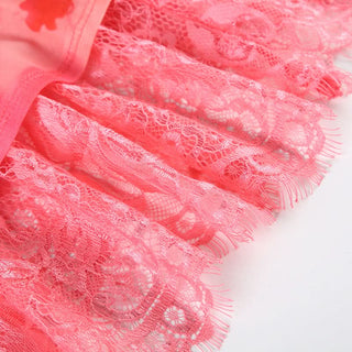 Halter lace hem flower print top