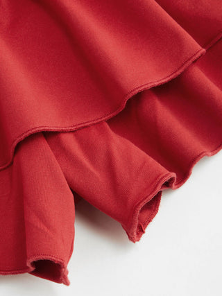 Boat Neck Ruched Ruffle Hem Layered Micro Romper