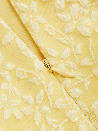 Jacquard U-neckline Floral Backless Bowknot Mini Dress