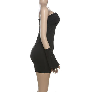 Gloves zip-up backless tube mini dress