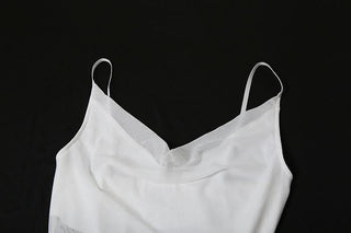 Cowl neck mesh flower applique cami maxi dress