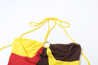 Halter contrast o ring short pant set