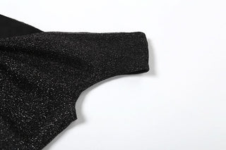 Off shoulder knotted glitter ruched maxi dress