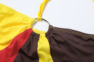 Halter contrast o ring short pant set