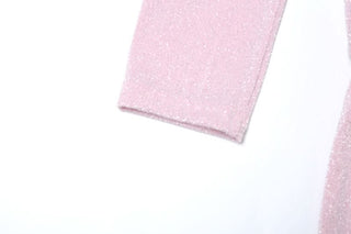 Off shoulder long sleeve glitter ruched maxi dress