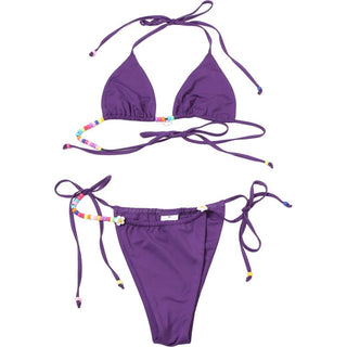 Halter beaded self tie short pant set