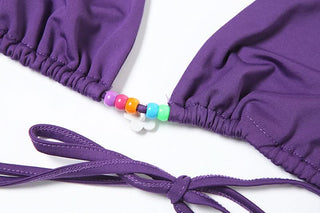 Halter beaded self tie short pant set