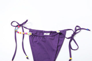 Halter beaded self tie short pant set