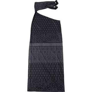 Halter hollow out high slit print cut out maxi dress