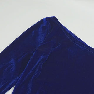 Irregular long sleeve self tie velvet one shoulder mini dress