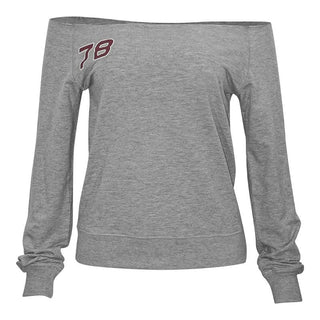 Long sleeve off shoulder letter pattern top