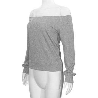 Long sleeve off shoulder letter pattern top