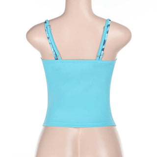 Square neck backless contrast 2 piece cami top