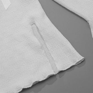 Slit long sleeve off shoulder bowknot textured top