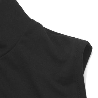 Hollow out high neck sleeveless solid bodysuit