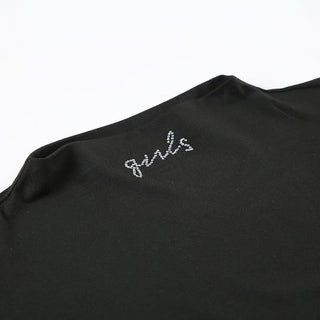 Short sleeve crewneck letter beaded mini dress