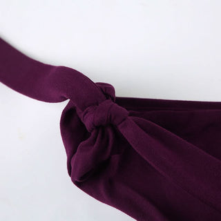 Ruched deep V neck solid self tie tank top